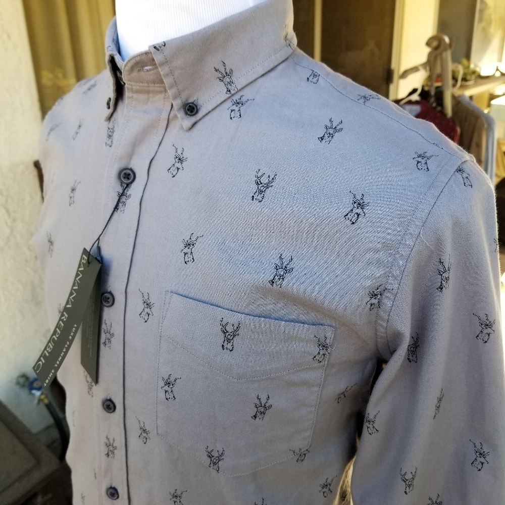 Banana Republic Luxe Flannel Deer Button Shirt - Picture 7 of 10